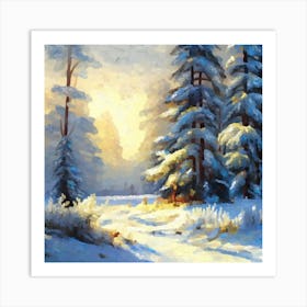 Early morning in the winter forest Art Print