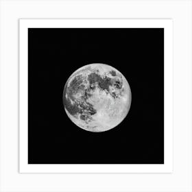 Full Moon In Black And White Art Print