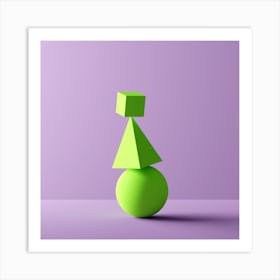 3d Rendering Of A Green Ball Art Print