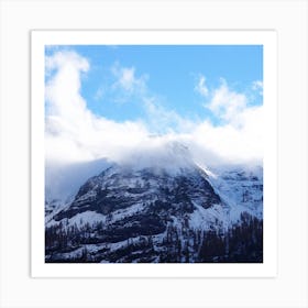 Mountain Peak Top Snow Fog Sky Wallpaper 1024x1024 Art Print