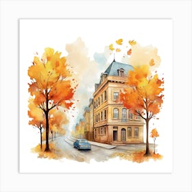 Autumn Watercolor Painting Art Print