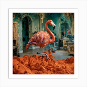 Flamingo Dreams A Surreal Tribute to Van Gogh's Golden Style 2 Art Print