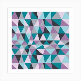 Irregular Triangles Purple Square Art Print