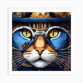 Steampunk Cat Art Print