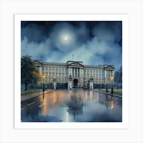 Buckingham Palace At Night Art Print