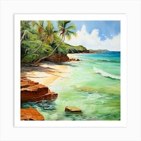 Watercolor St Croix Us Virgin Islands Tropical Beach Art Print