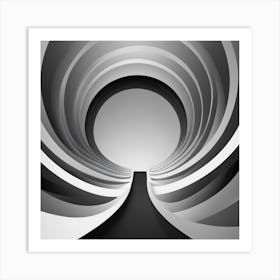 Abstract Black And White Tunnel Art Print