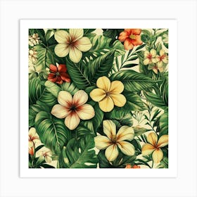 Tropical Floral Pattern Art 1 Art Print