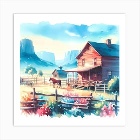 Watercolor Of A Rural House Art Print