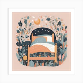 Bed In The Forest Art Print