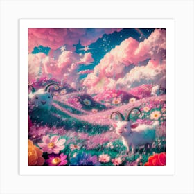 Goats In The Meadow Art Print