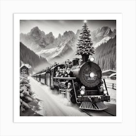 Santa'S Train Art Print