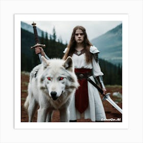 Wolf And Woman Art Print