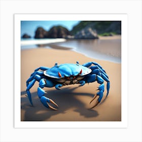 Blue Crab On The Beach Art Print