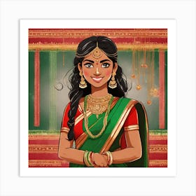 Indian Woman In Sari 5 Art Print