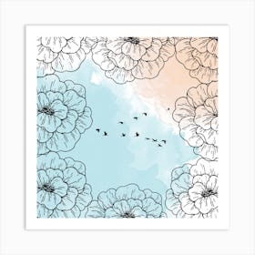 Watercolor Flowers In A Frame #wallart #art #instagram  Art Print