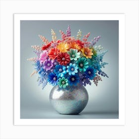 Rainbow Flowers In A Vase 2 Art Print