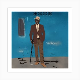 Congo, African Man With Cane, Sapeur Art Print
