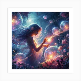 Girl With Bubbles Art Print