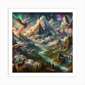 Mountainous Fantasy Landscape 2 Art Print