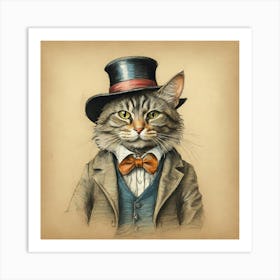 Cat In Top Hat 11 Art Print