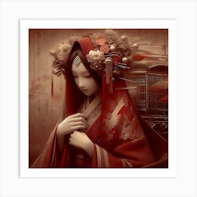 Japan Traditional Geisha Illustration By Ad 17 Art Print