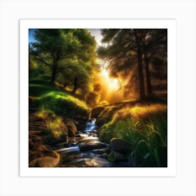 Stream In The Forest 14 Art Print