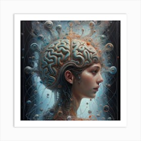 Woman With A Brain Art Print