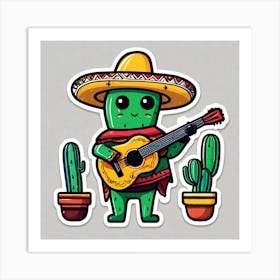 Cactus With Guitar 28 Art Print