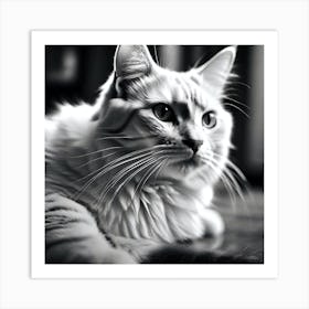 Black And White Cat 30 Art Print