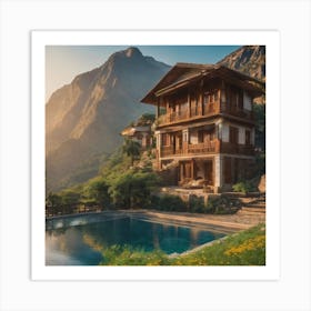 Turkish Villa In The Mountains Art Print