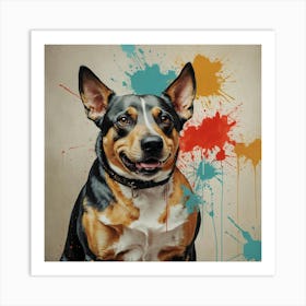 Dog With Paint Splatters 1 Art Print