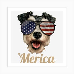 Limited Edition Merica Miniature Schnauzer Dog Lover Men Women Art Print