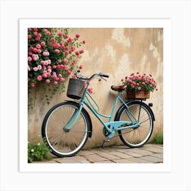 Vintage Cycle Floral Art Print (2) Art Print