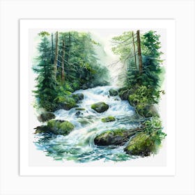 Waterfall In The Forest 3 Art Print