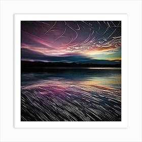 Star Trails Over Water Art Print