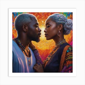 Man And A Woman , black Love, love Art Print