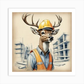 Construction Deer 1 Art Print