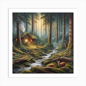 Cabin In The Woods 1 Art Print