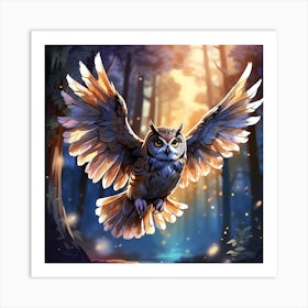 Owl In The Forest Art Print