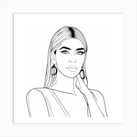 dua lipa line art drawing portrait Art Print