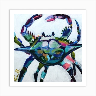 Rainbow Crab Square Art Print