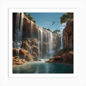 Surreal Waterfall Inspired By Dali And Escher 12 Art Print