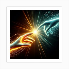 Two Hands Reaching For Each Other 1 Art Print