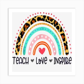 Groovy Hippy Teacher Be Kind Teach Love Inspire Elementary Art Print