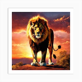 Lion At Sunset 1 Art Print