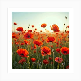 A Vibrant Field Of Vibrant Poppies Dancing In The Wind 1 Art Print