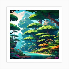 Pixelated Forest Art Print