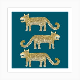 Three Gold Leopards Art Print