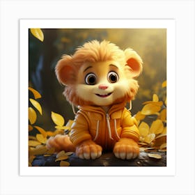 Lion In Autumn Art Print